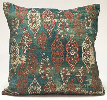 Arabesque with Turquoise Blue - Cotton Belle Futon Cover - Grade E